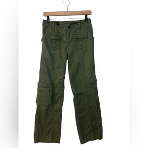 J Galt Brandy Melville Lowrise Cargo Pants Army Green Flare One Size Trousers